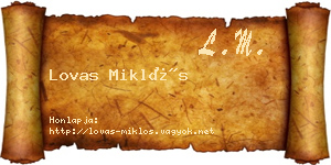Lovas Miklós névjegykártya